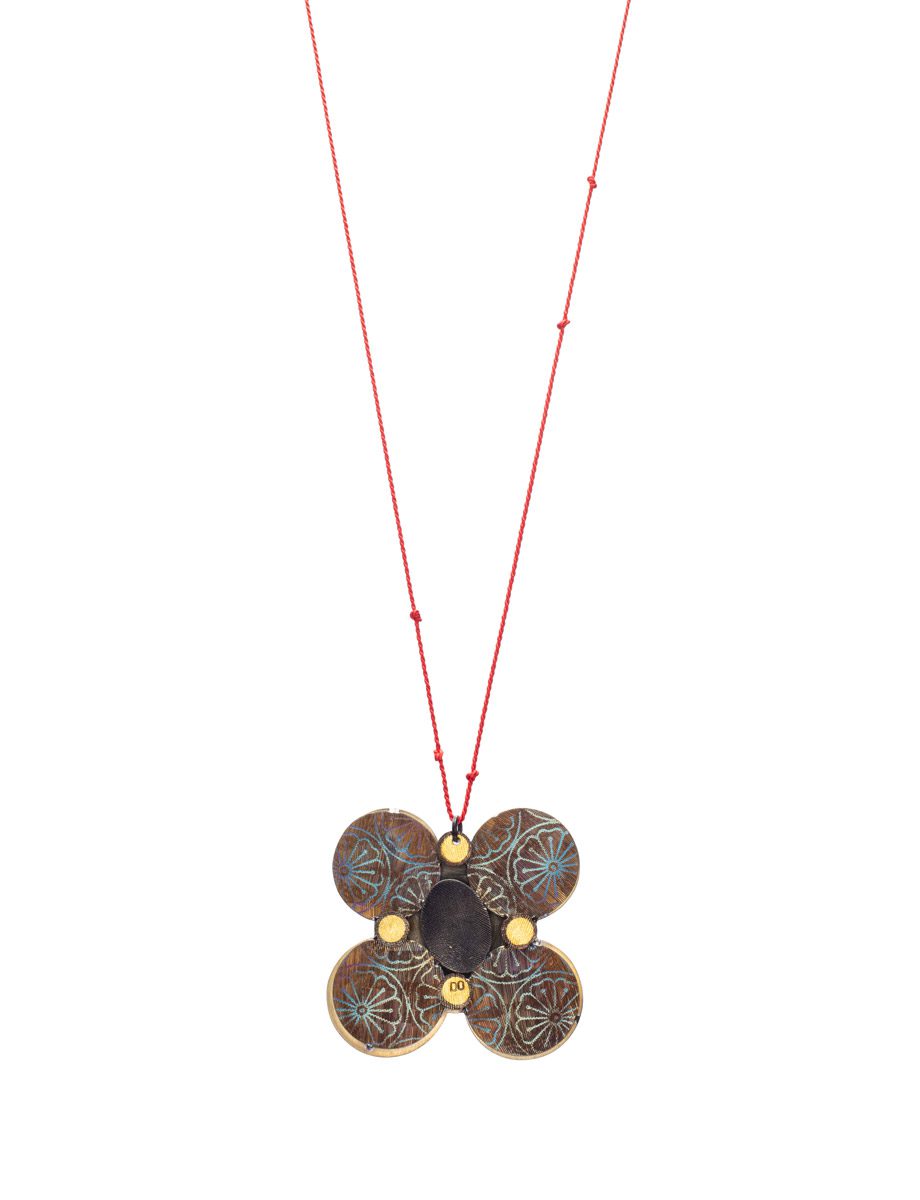 Double Floral Pendant Necklace – Gold & Steel