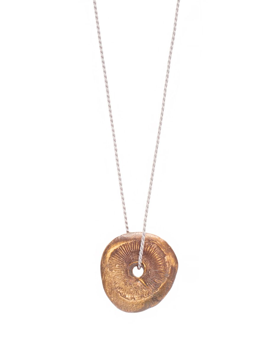 Sea Lilies Imprint 05 Round Aperture Pendant Necklace – Bronze