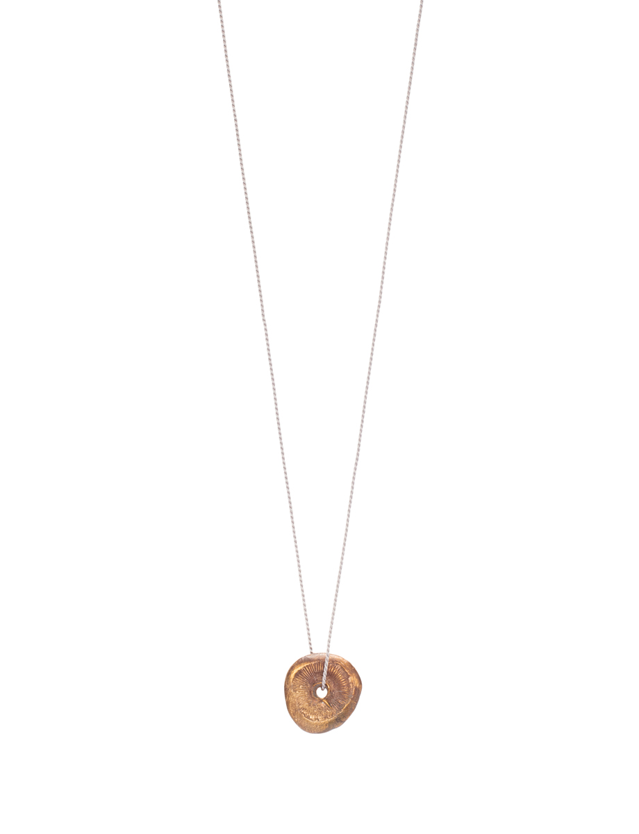 Sea Lilies Imprint 05 Round Aperture Pendant Necklace – Bronze