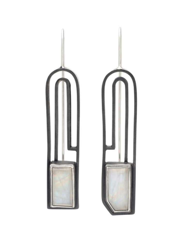 Belvedere Line Hook Earrings – Silver & Moonstone