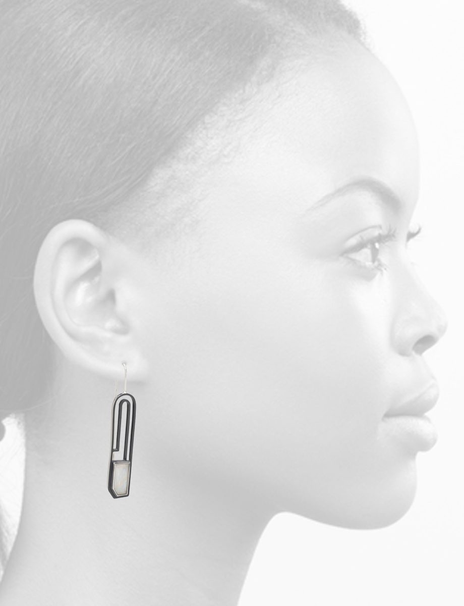 Belvedere Line Hook Earrings – Silver & Moonstone