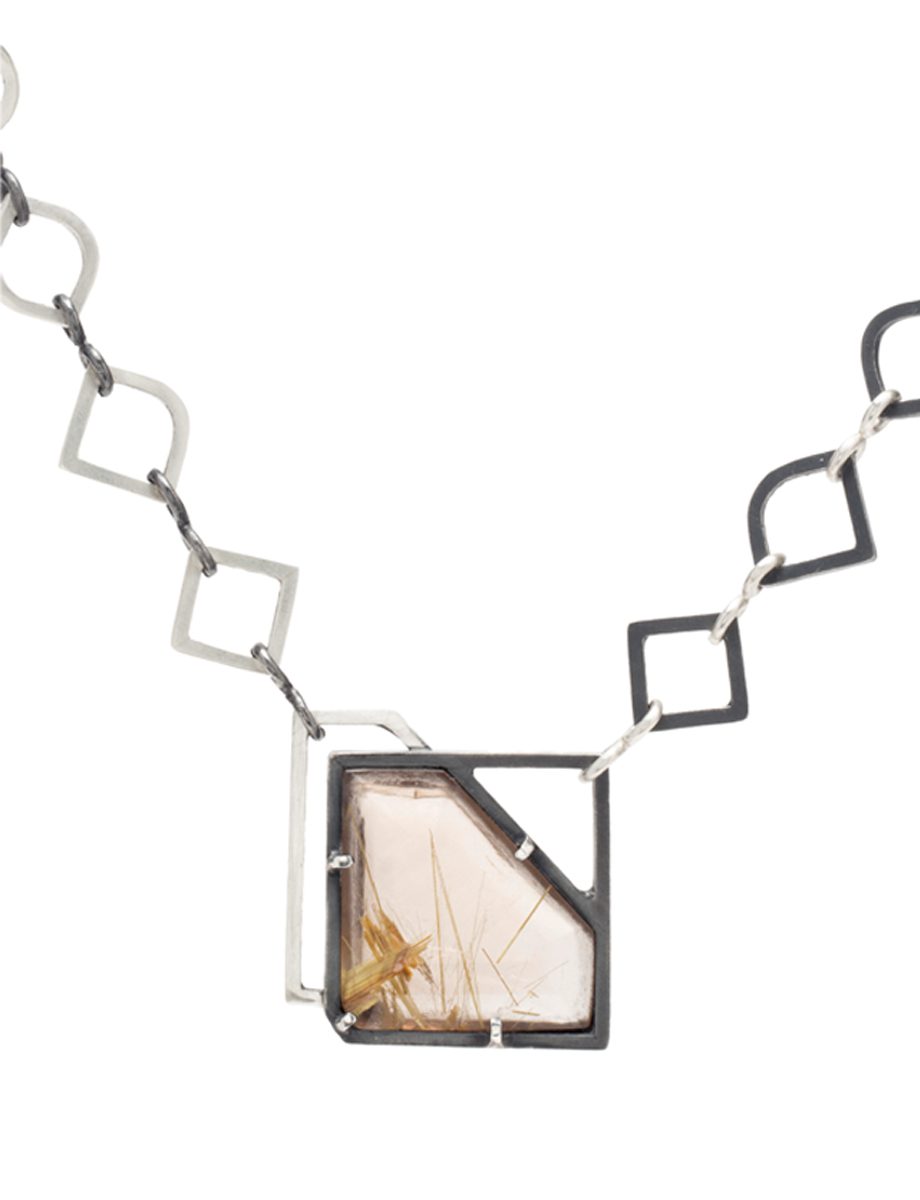 Form #1 Necklace – Silver & Smoky Quartz