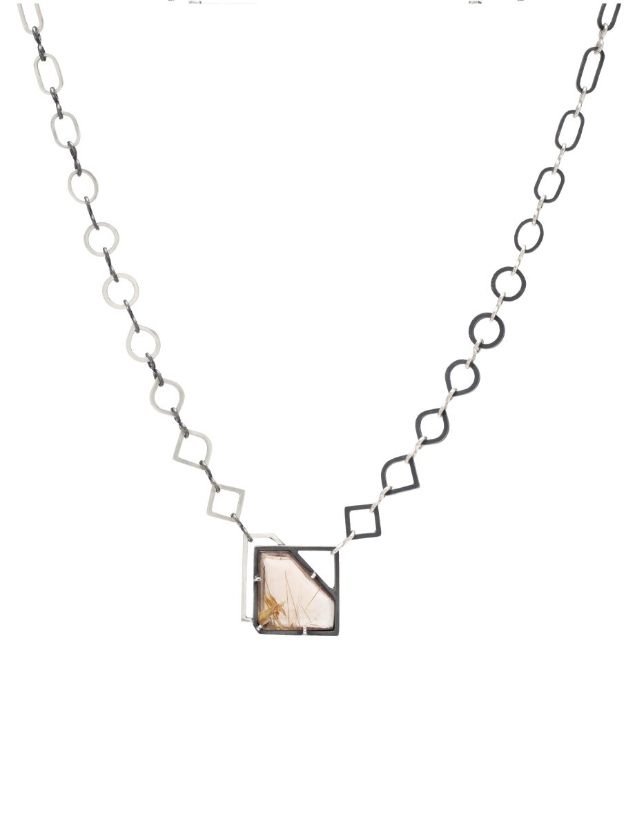 Form #1 Necklace – Silver & Smoky Quartz