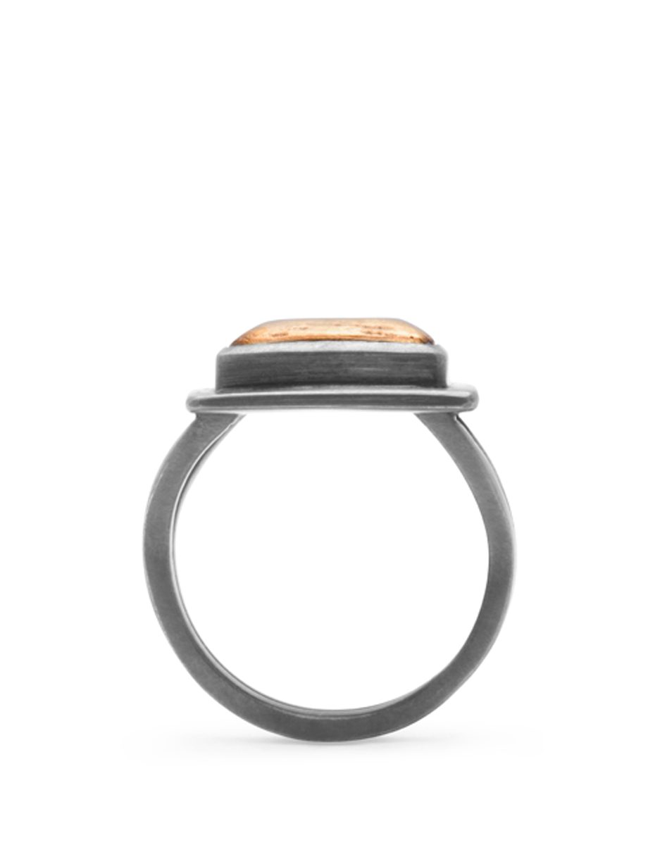 Fossil Dress Ring – Yellow Gold & Silver