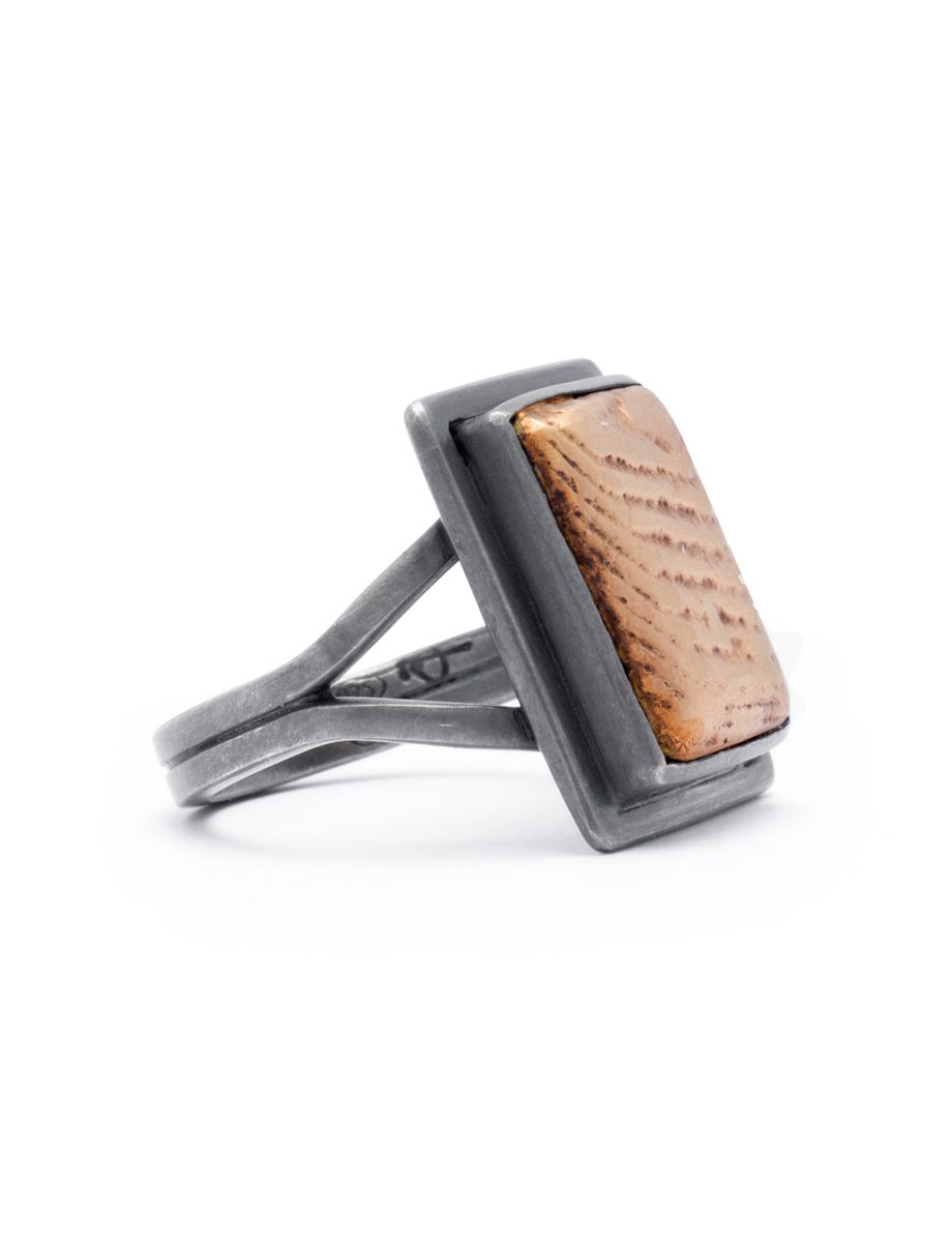 Fossil Dress Ring – Yellow Gold & Silver