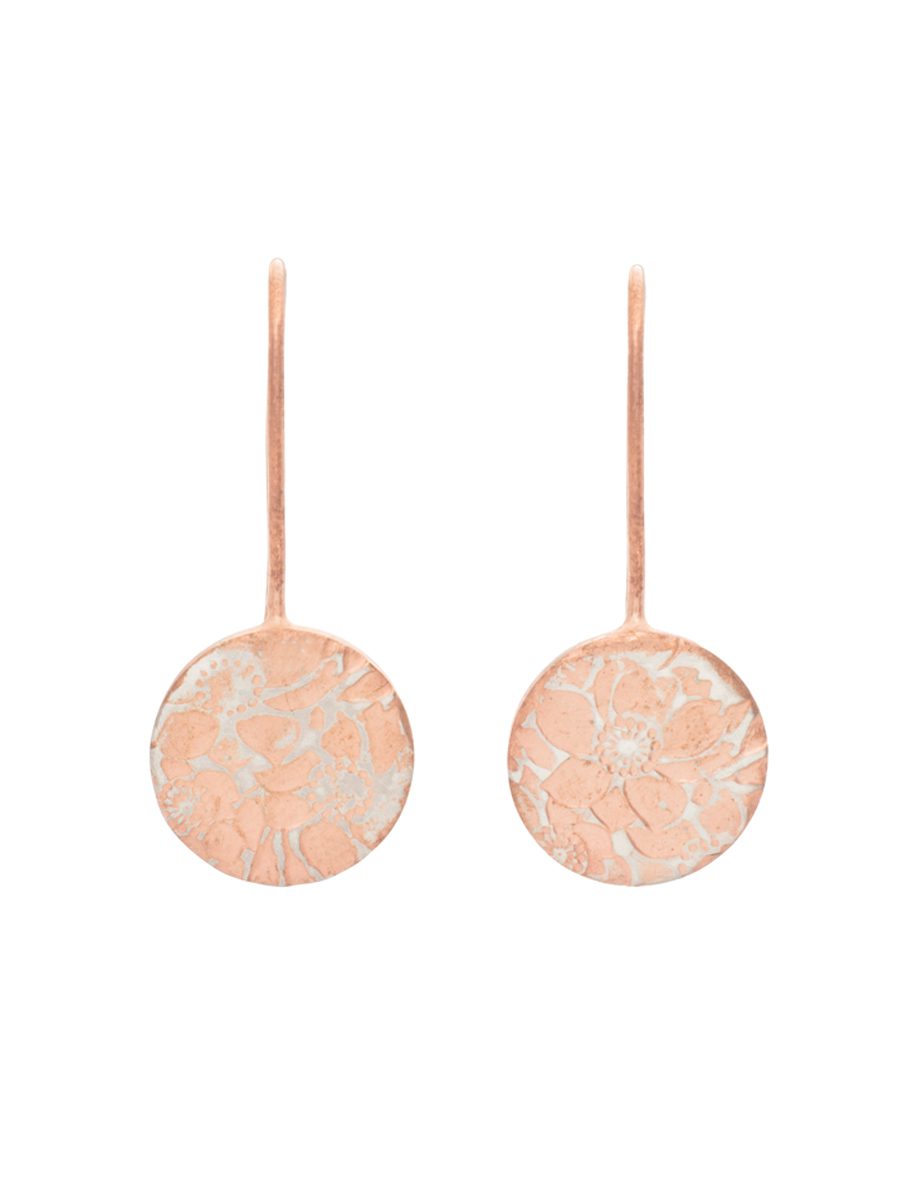 Large Flower Hook Earrings – Silver & Rose Gold