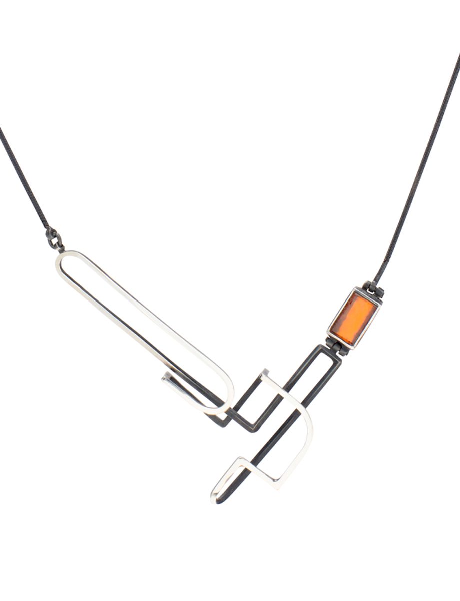 Line #1 Necklace – Silver & Garnet
