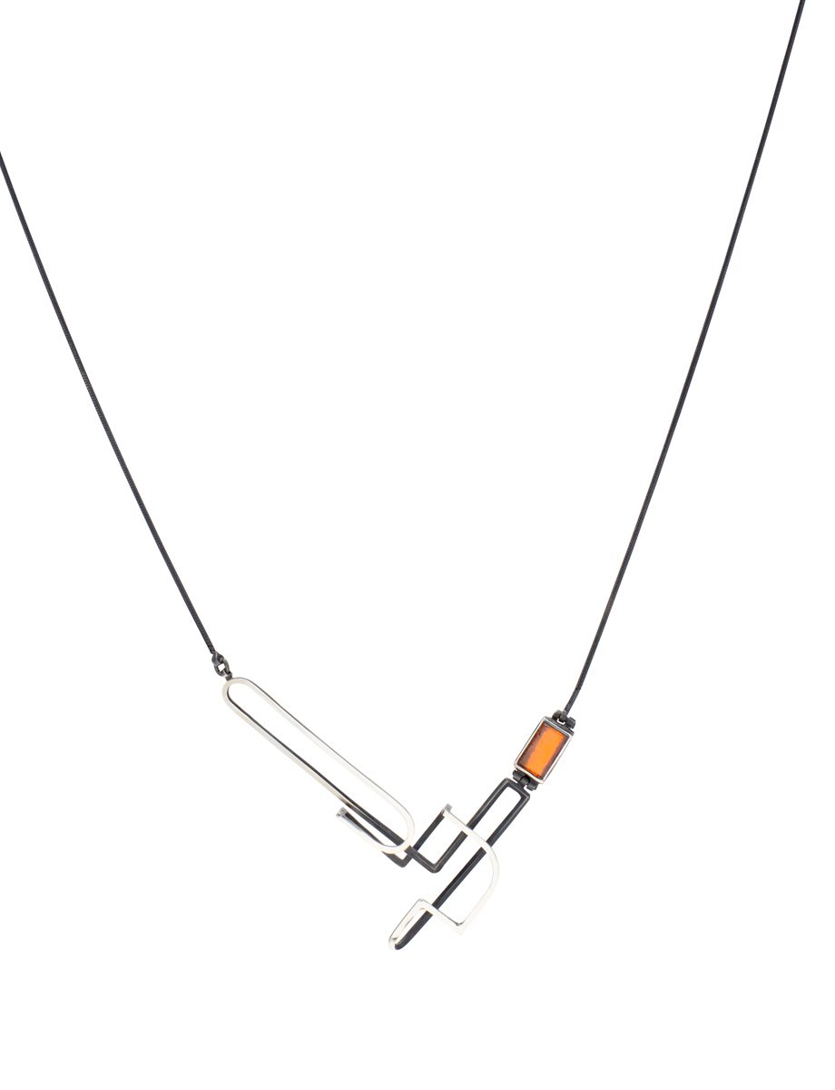 Line #1 Necklace – Silver & Garnet