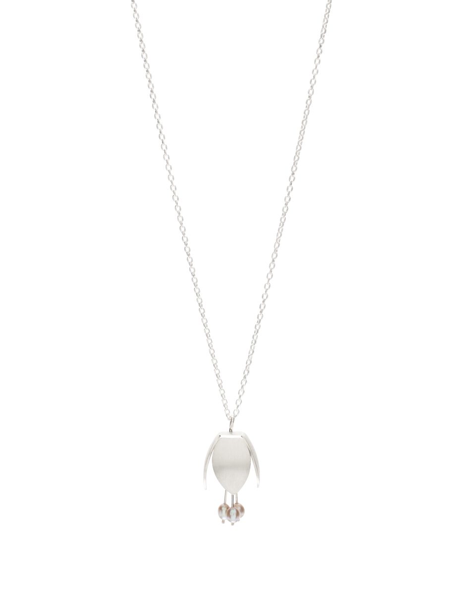 Medium Boronia Necklace – Silver & Pearls