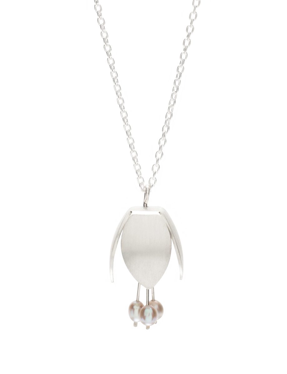 Medium Boronia Necklace – Silver & Pearls