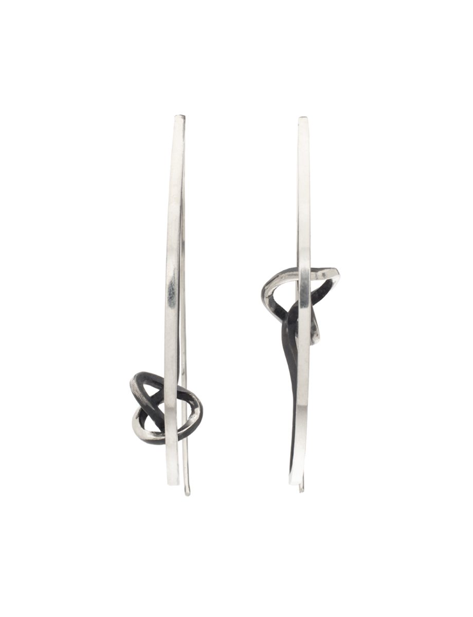 Mismatched Flow Hook Earrings – Silver
