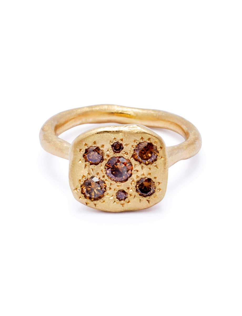 Paros Ring – Yellow Gold & Cognac Diamonds