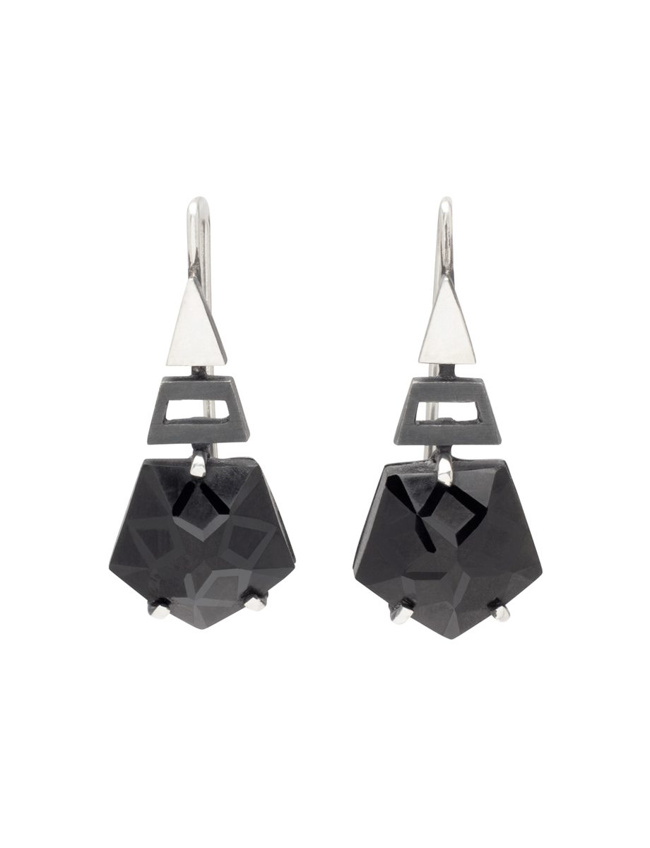 Spinel Form Hook Earrings – Silver & Spinel