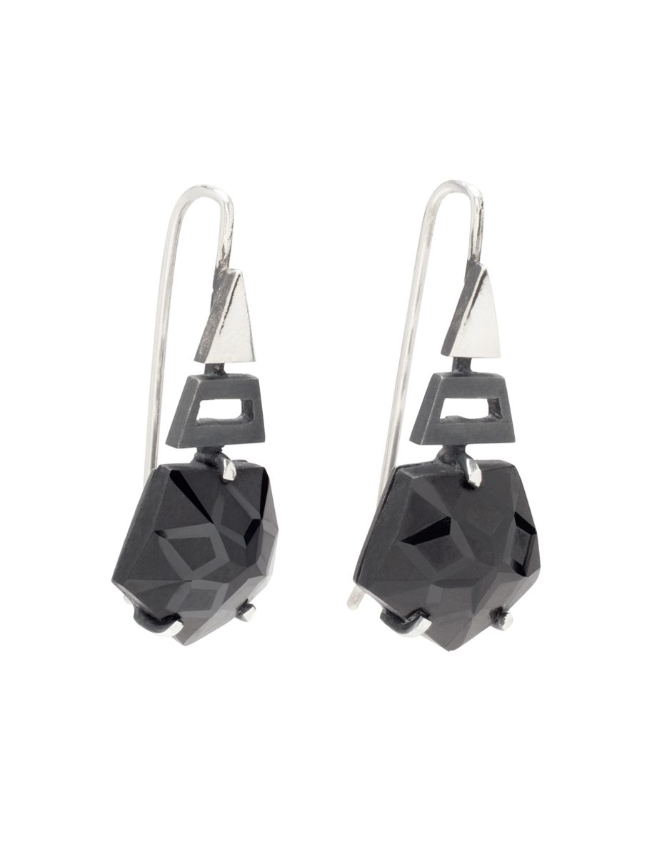 Spinel Form Hook Earrings – Silver & Spinel