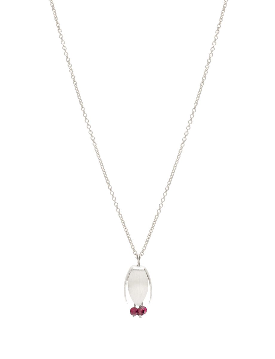 Tiny Boronia Necklace – Silver & Garnet Beads