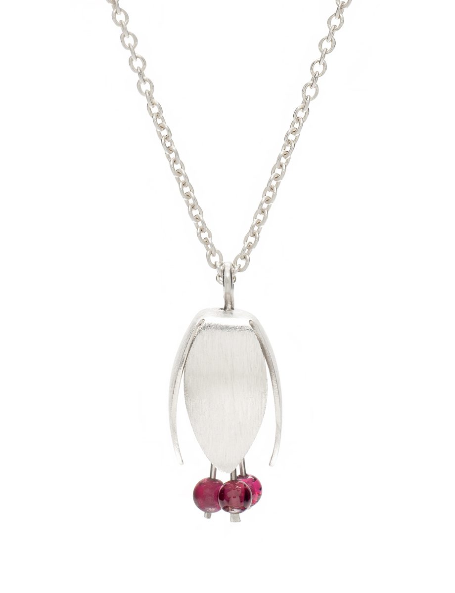 Tiny Boronia Necklace – Silver & Garnet Beads