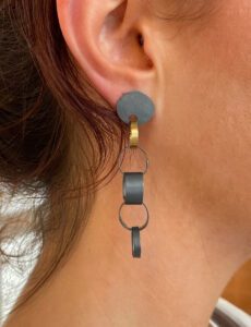 Neo Meteora Earrings – Blackened Silver & Gold