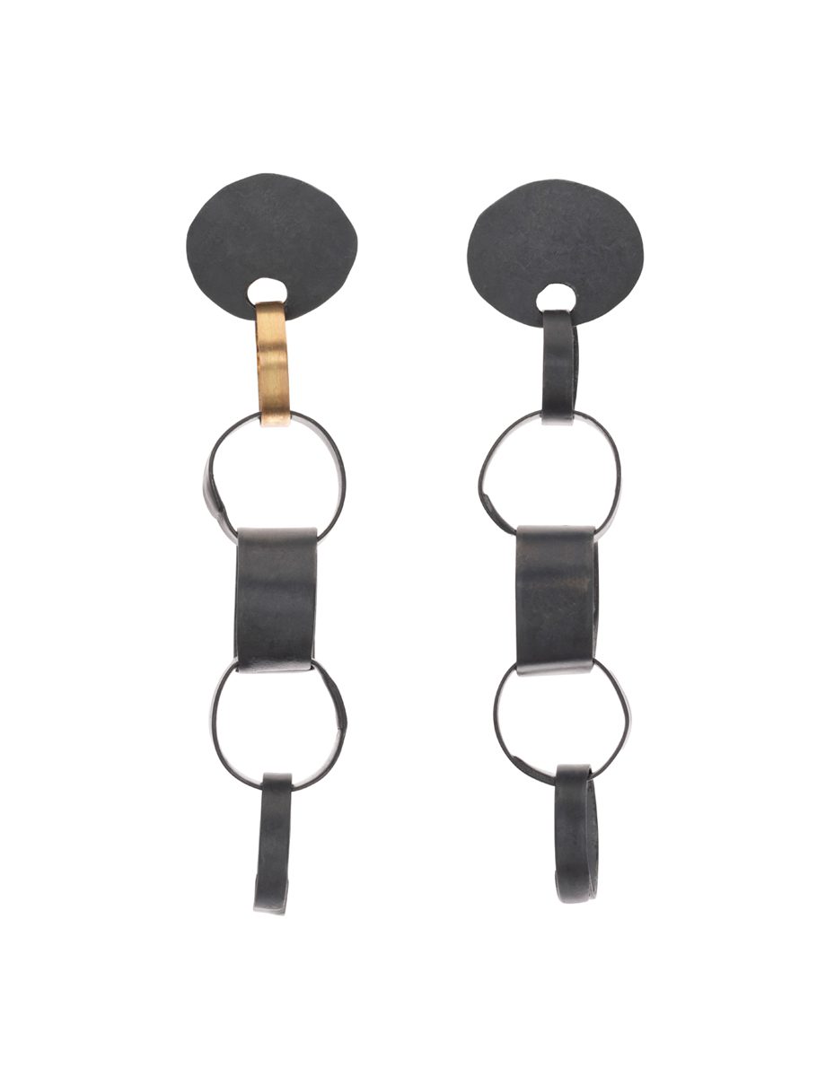 Neo Meteora Earrings – Blackened Silver & Gold