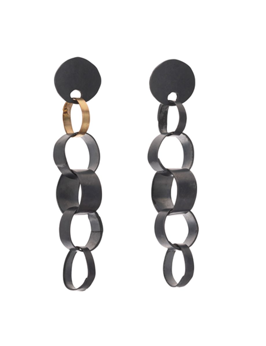 Neo Meteora Earrings – Blackened Silver & Gold