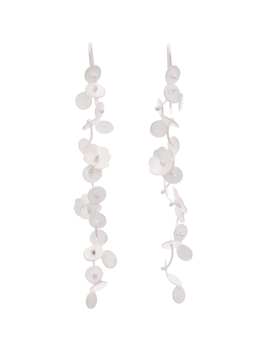 Long Waxflower Earrings – Bleached Silver