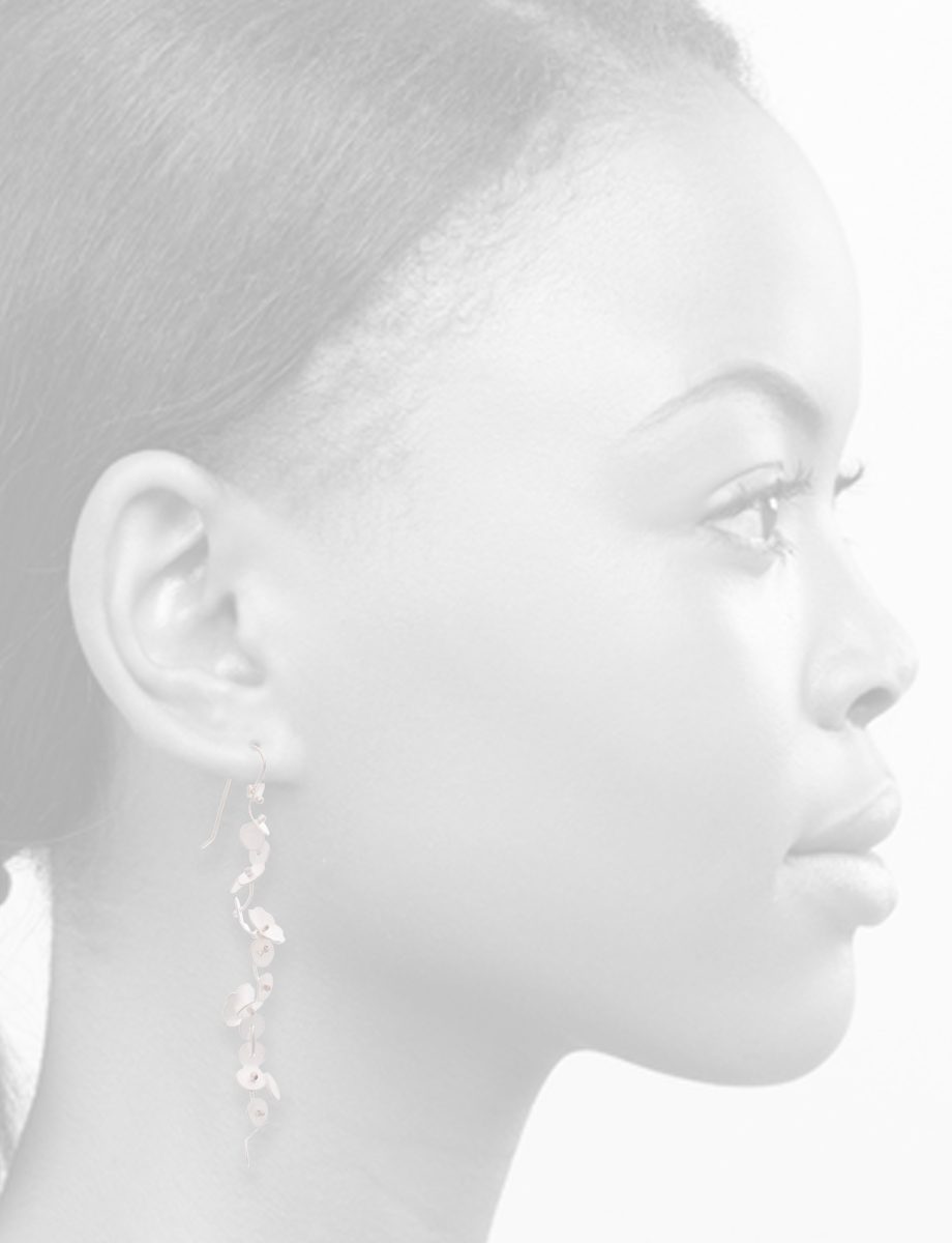 Long Waxflower Earrings – Bleached Silver