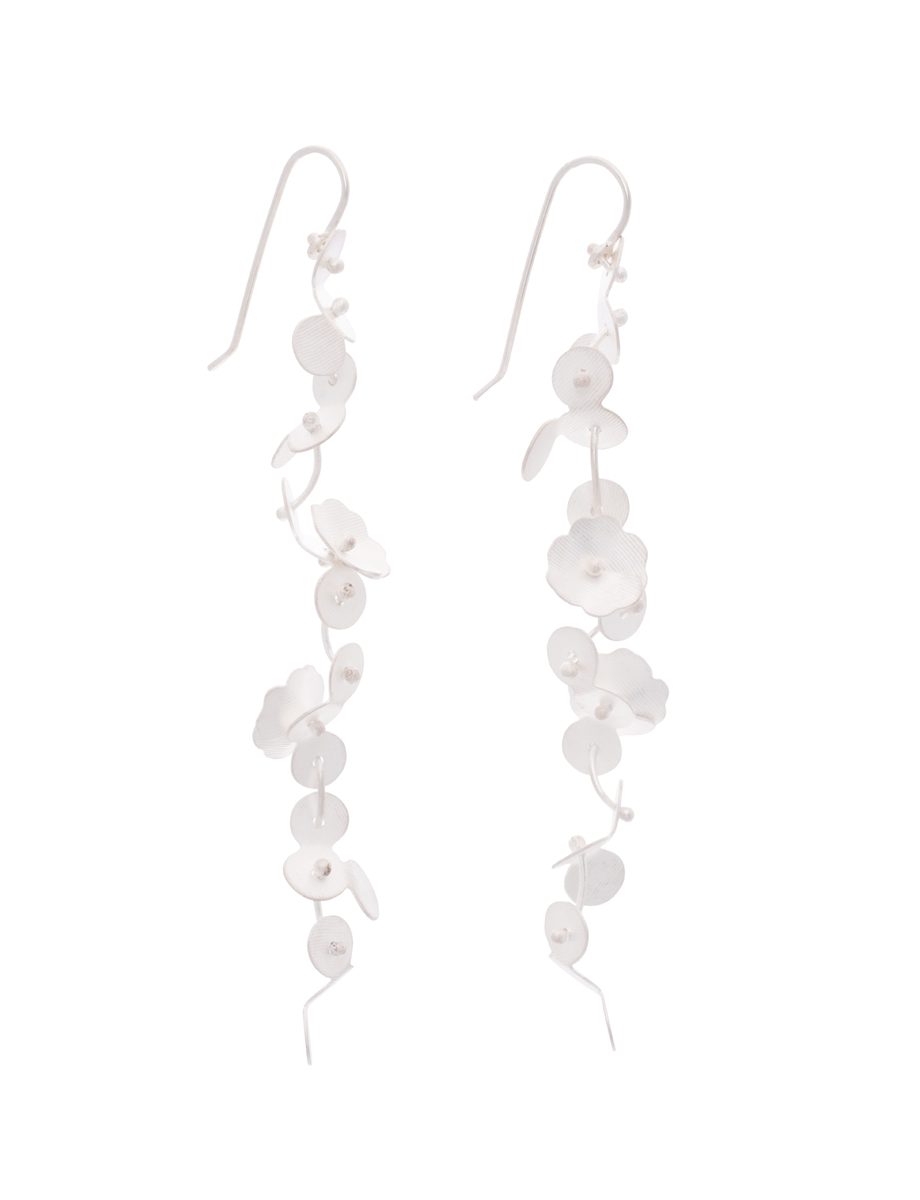 Long Waxflower Earrings – Bleached Silver