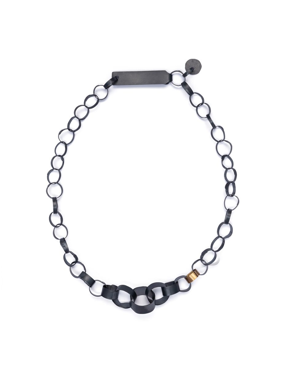 Neo Meteora Fused Chain Necklace – Blackened Silver & Gold