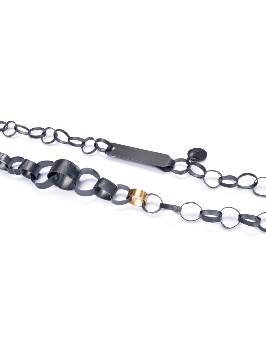 Neo Meteora Fused Chain Necklace – Blackened Silver & Gold
