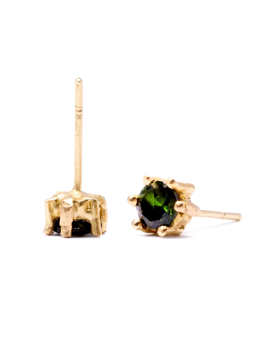 Six Claw Stud Earrings – Blue Green Tourmaline