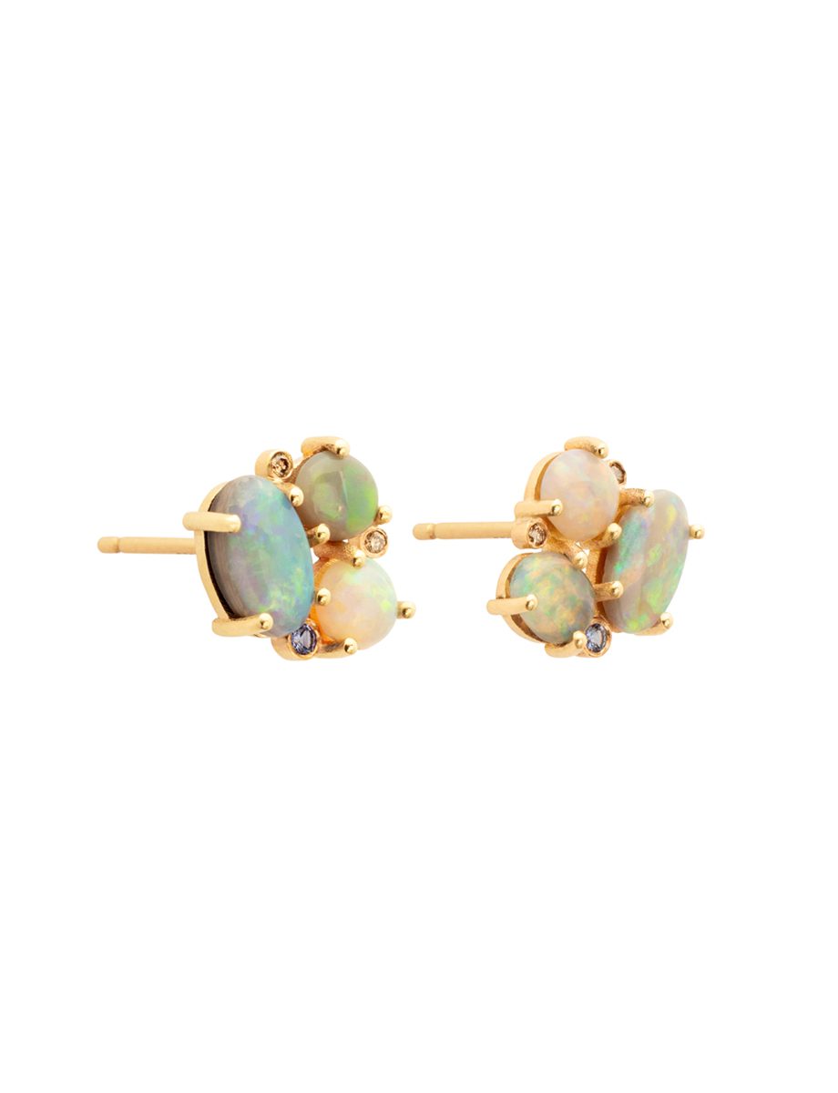 Supernova Stud Earrings – Opal, Sapphire & Diamond