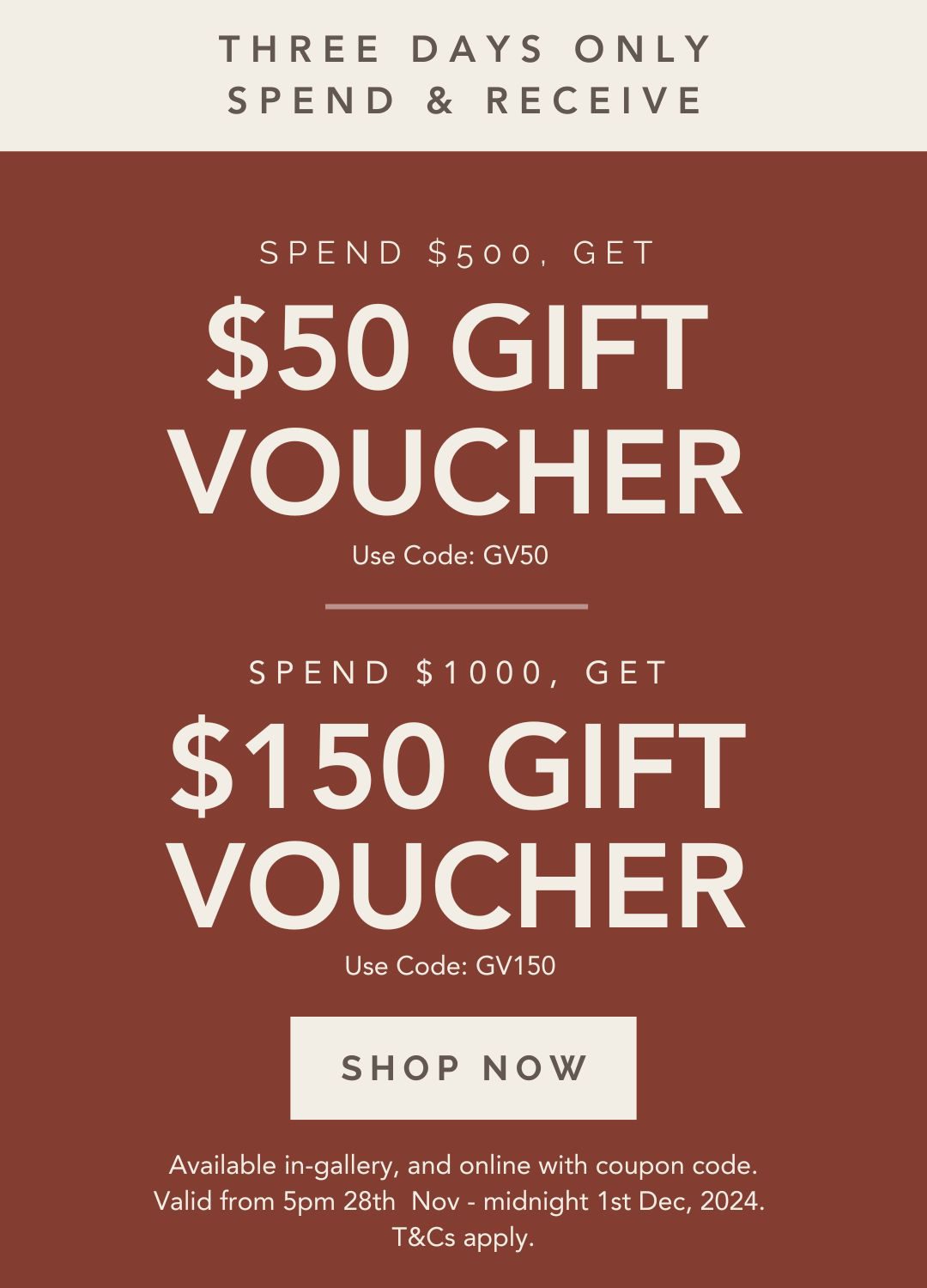 Give and Receive – Gift Voucher – $50