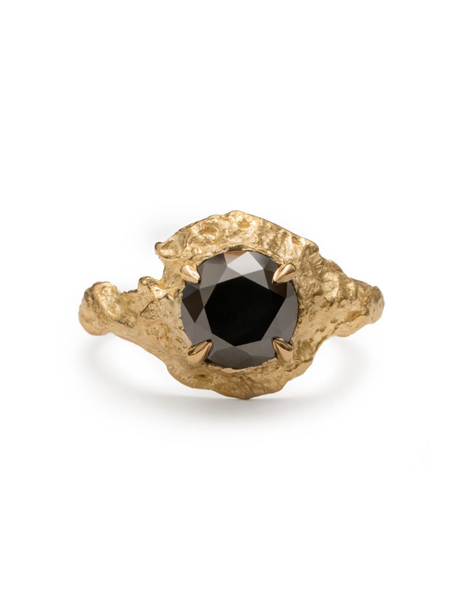 Aurora Ring – Yellow Gold & Black Diamond
