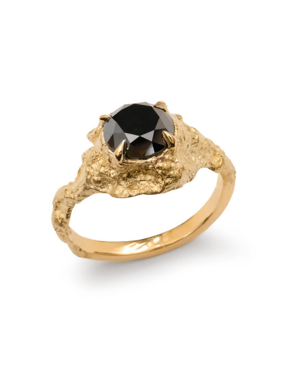 Aurora Ring – Yellow Gold & Black Diamond