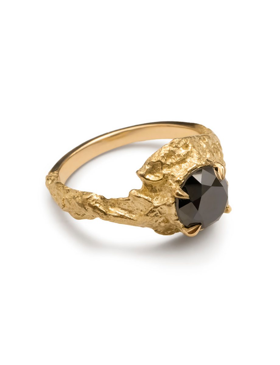 Aurora Ring – Yellow Gold & Black Diamond