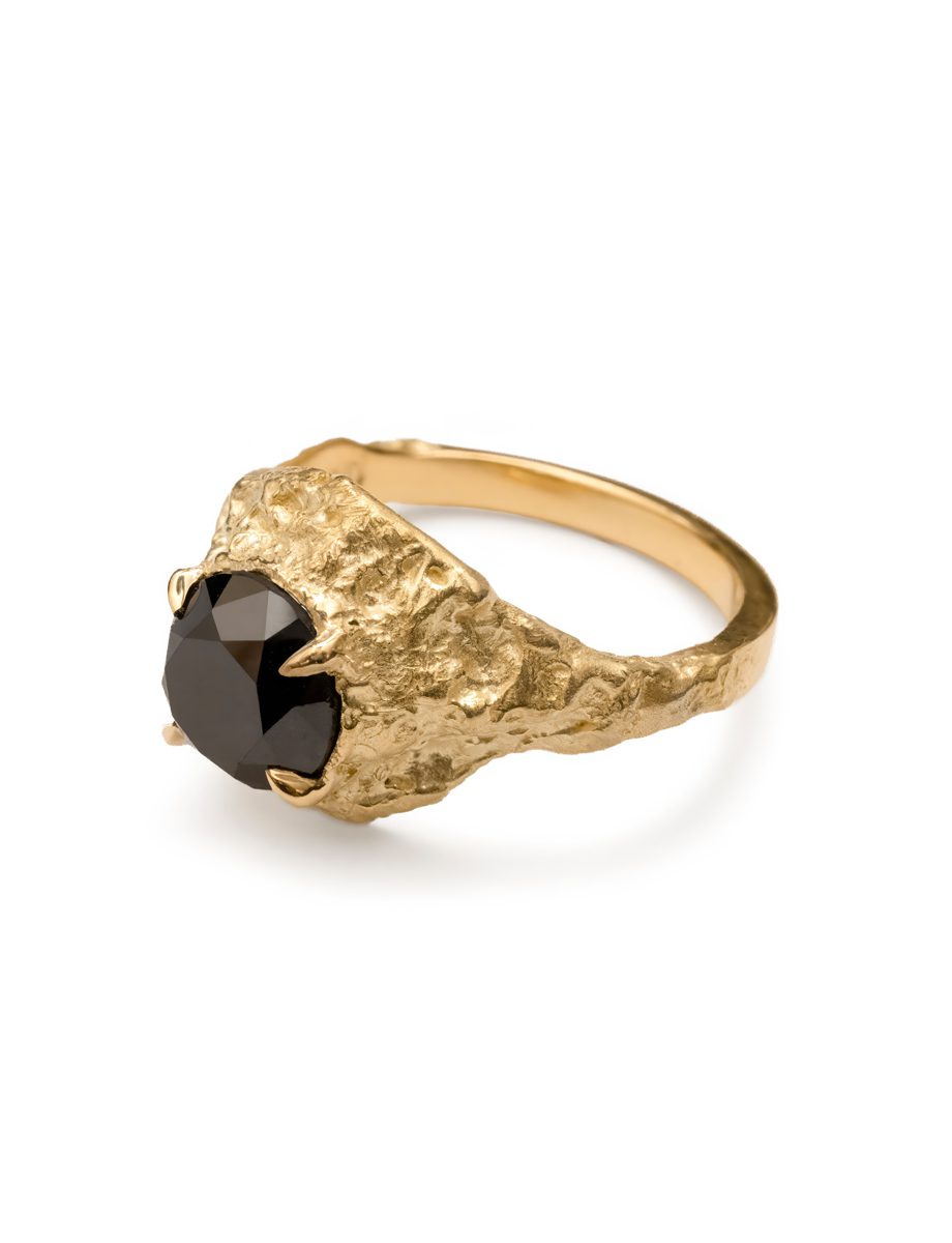 Aurora Ring – Yellow Gold & Black Diamond