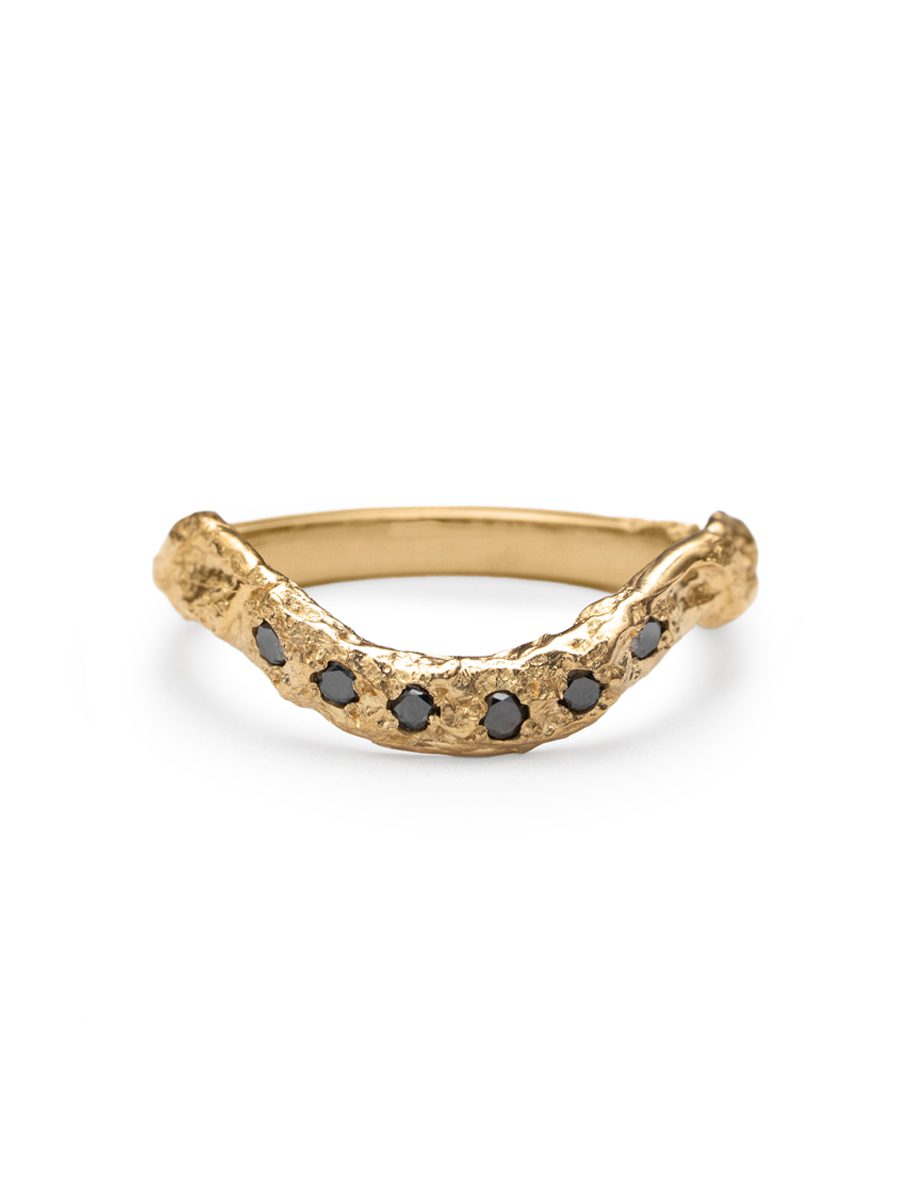 Cassiopeia Pavé Ring – Yellow Gold & Black Diamond