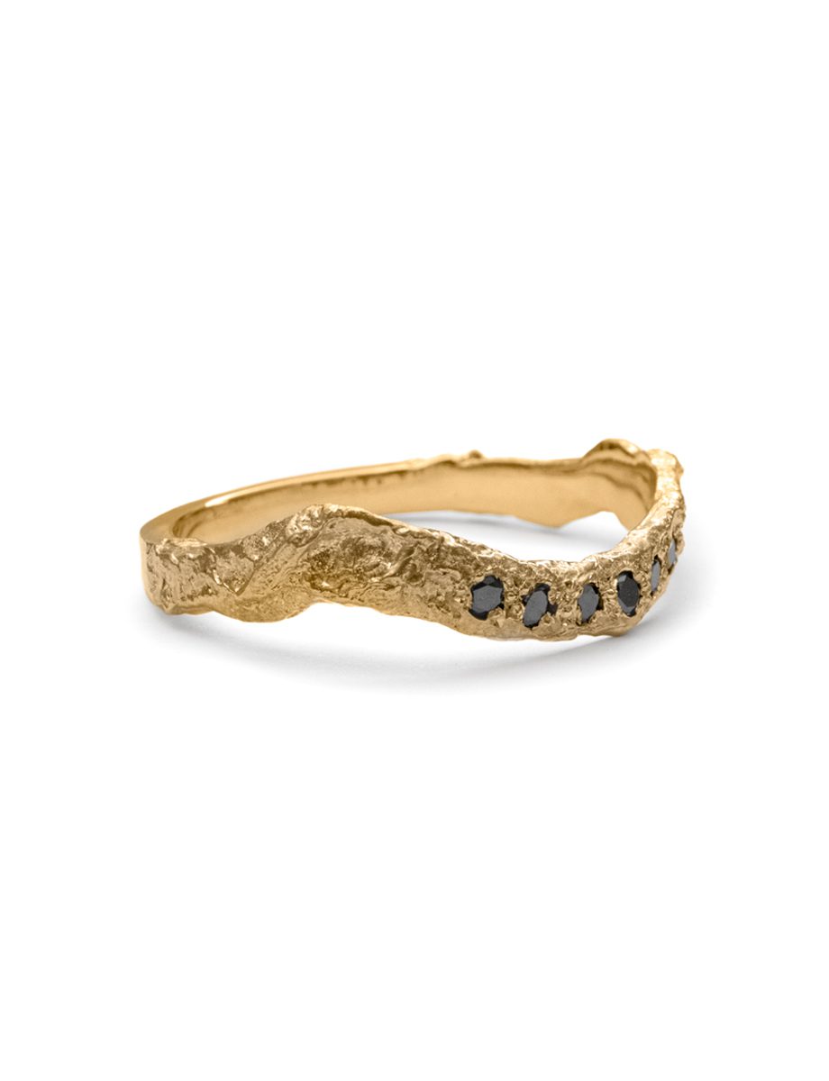 Cassiopeia Pavé Ring – Yellow Gold & Black Diamond