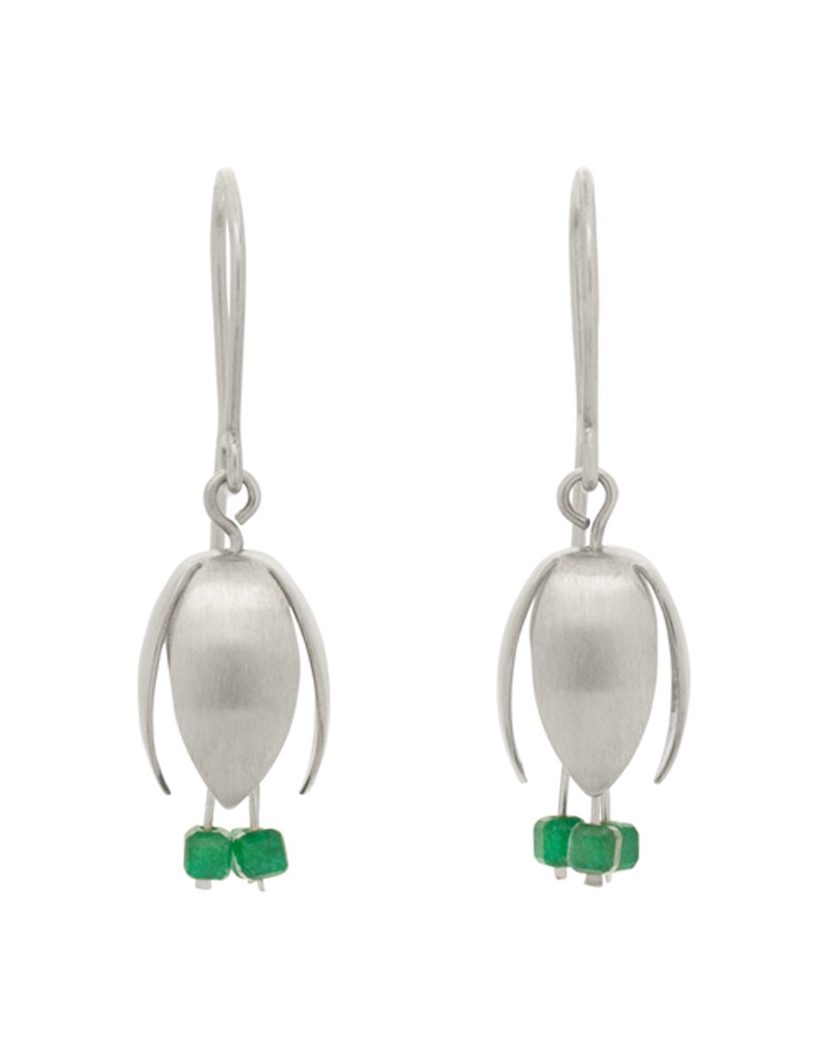 Correa Bud and Stamen Hook Earrings – Silver & Jade
