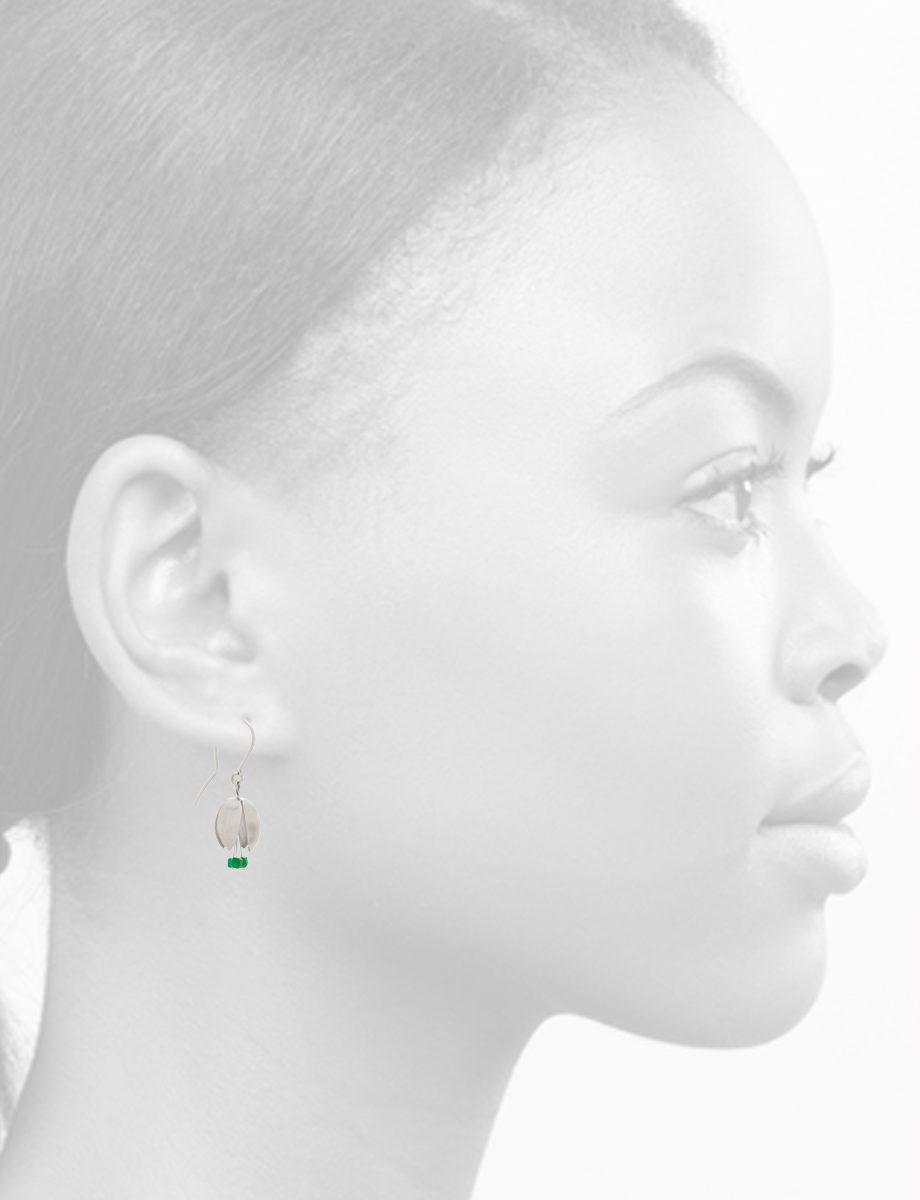 Correa Bud and Stamen Hook Earrings – Silver & Jade