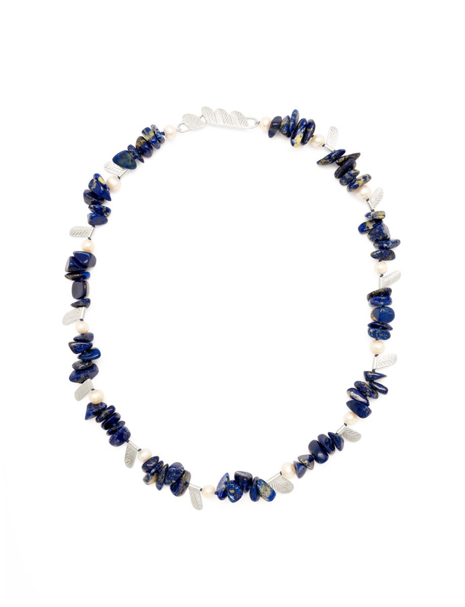 Feather Necklace – Lapis Lazuli & Pearl