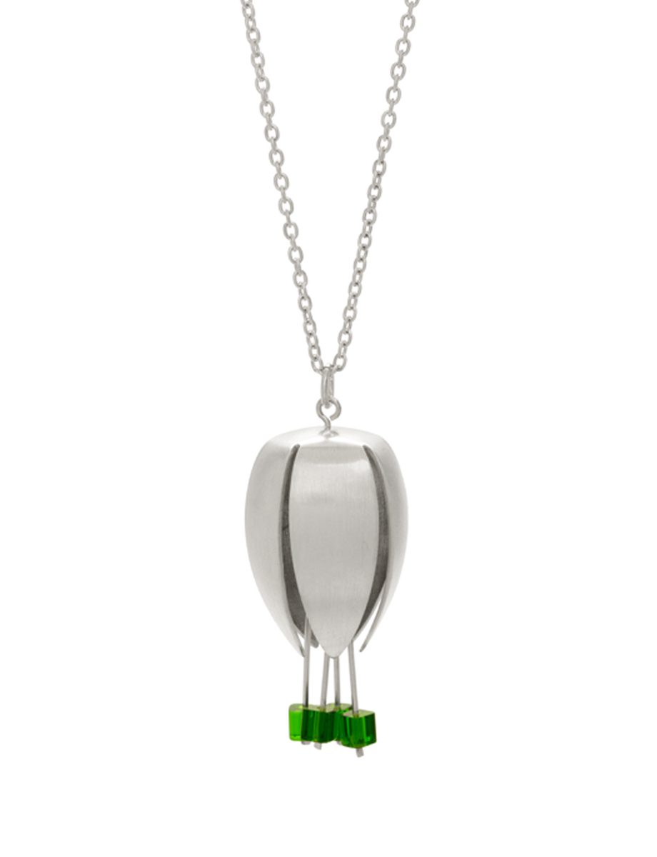 Large Boronia Pendant Necklace – Silver & Glass Beads