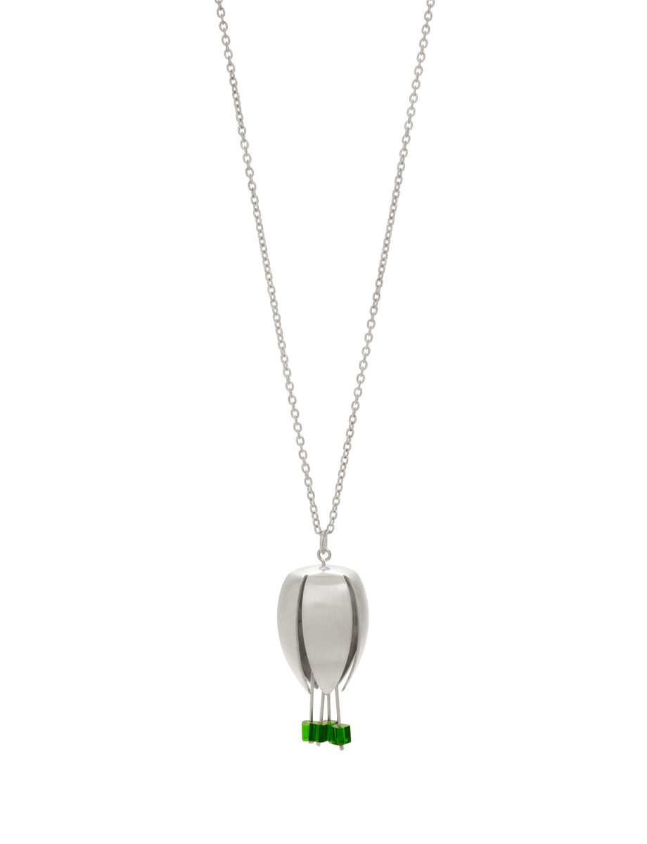 Large Boronia Pendant Necklace – Silver & Glass Beads