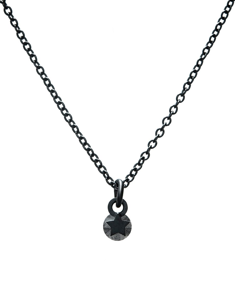 Micro Secret Star Pendant Necklace – Blackened Silver