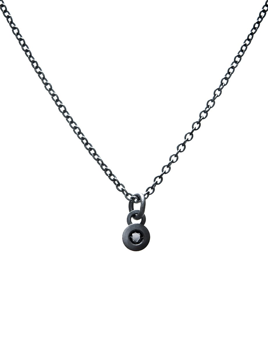 Micro Secret Star Pendant Necklace – Blackened Silver