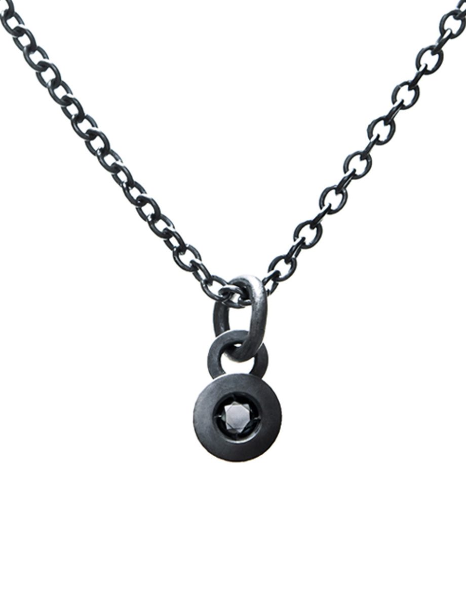 Micro Secret Star Pendant Necklace – Blackened Silver