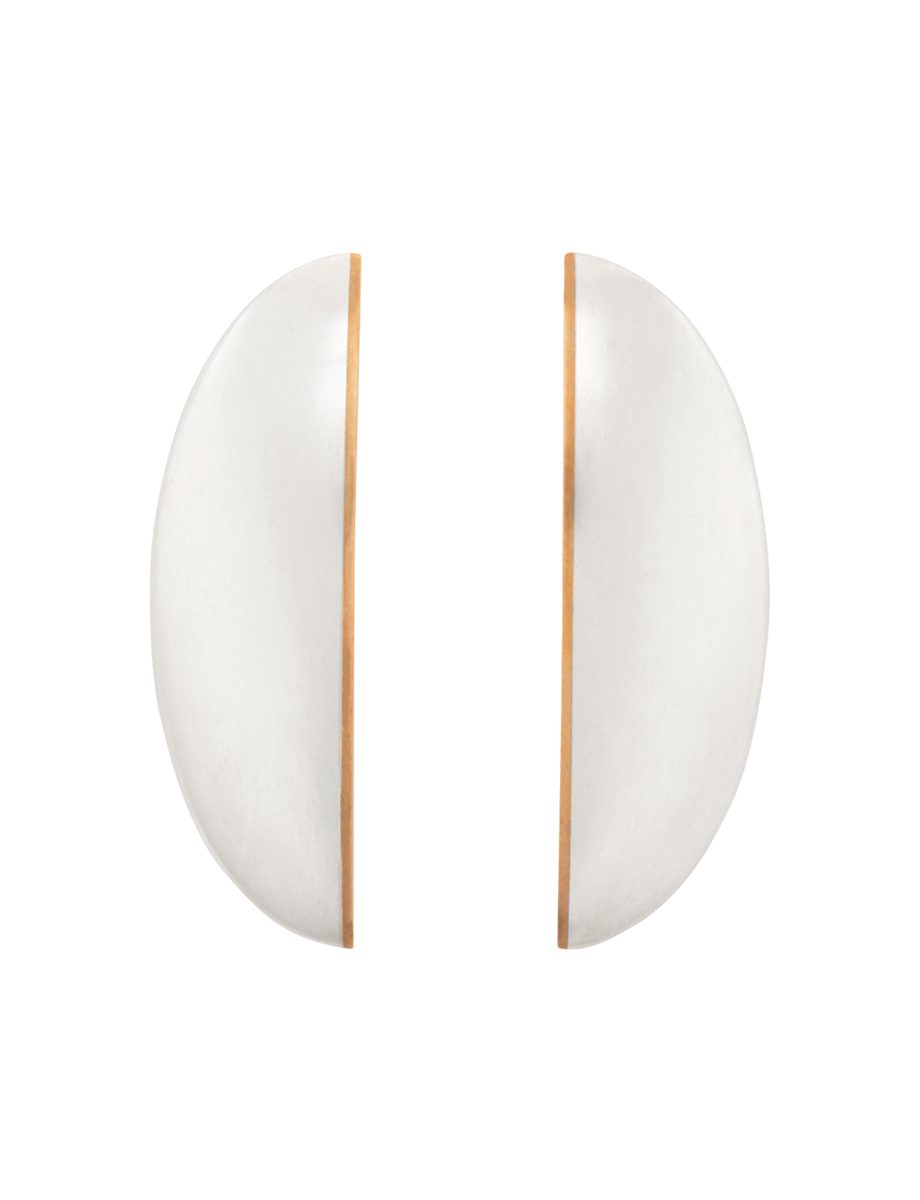 Semi Oval Earrings – Silver & Bronze