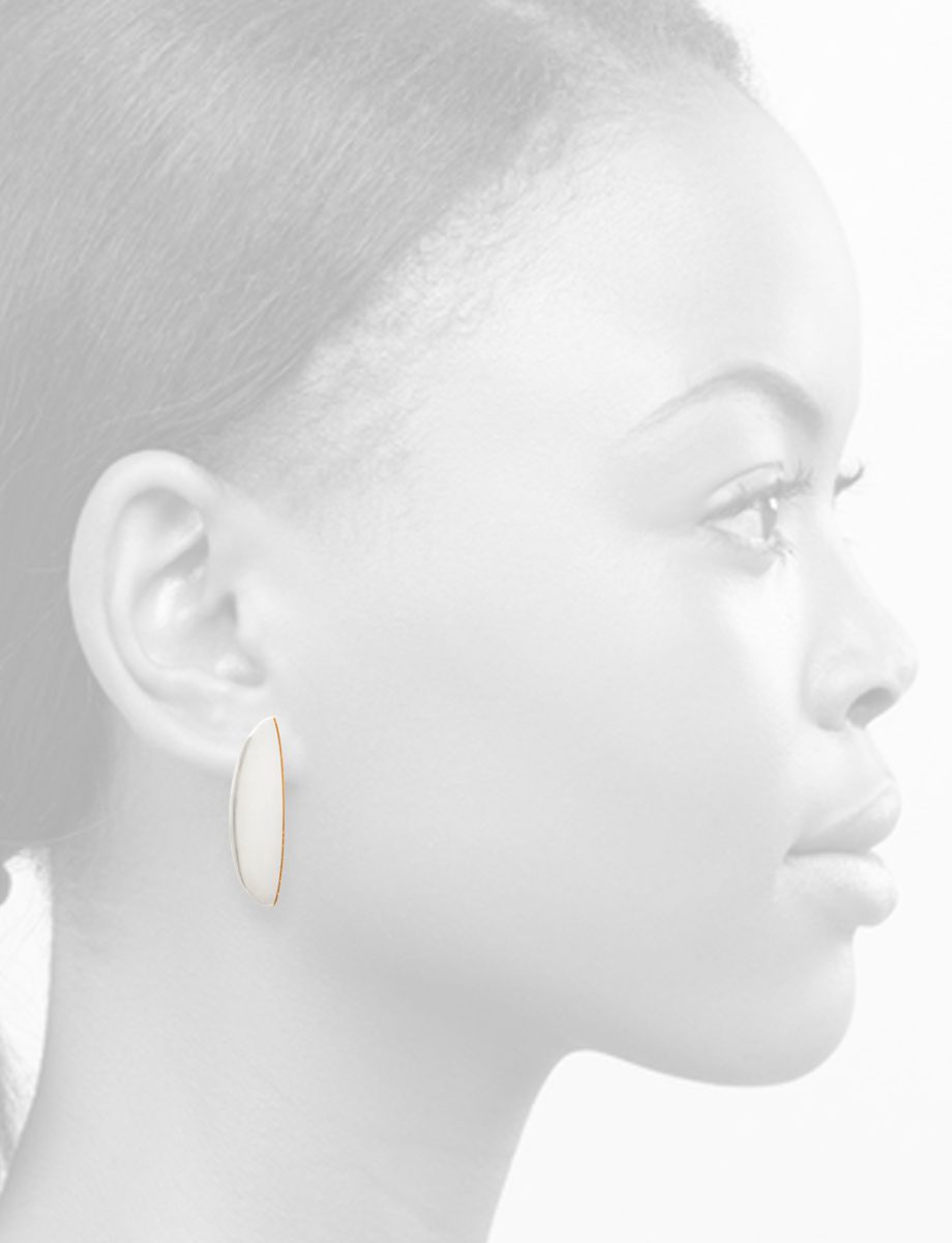 Semi Oval Earrings – Silver & Bronze