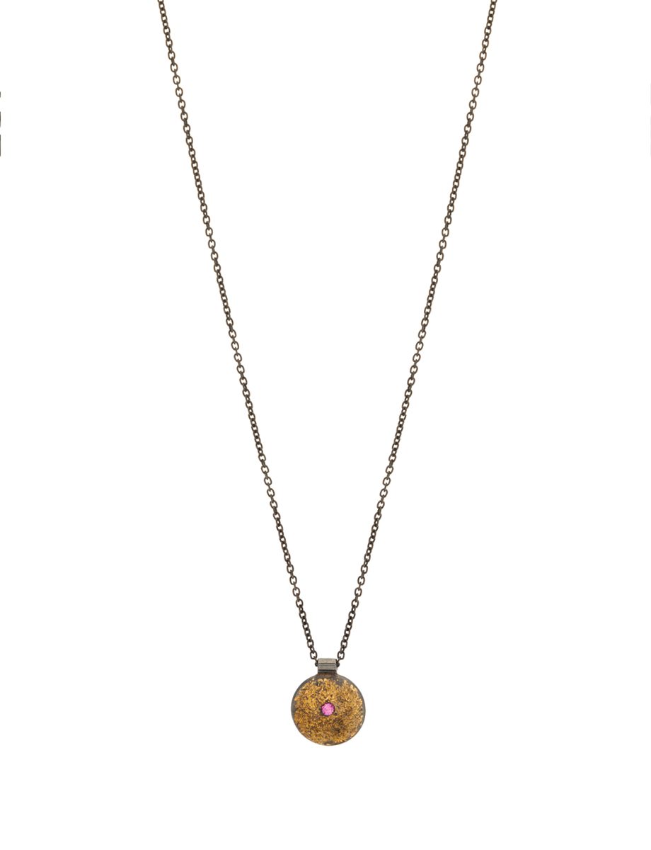 Tiny Galaxy Planet Necklace – Silver, Gold & Sapphire