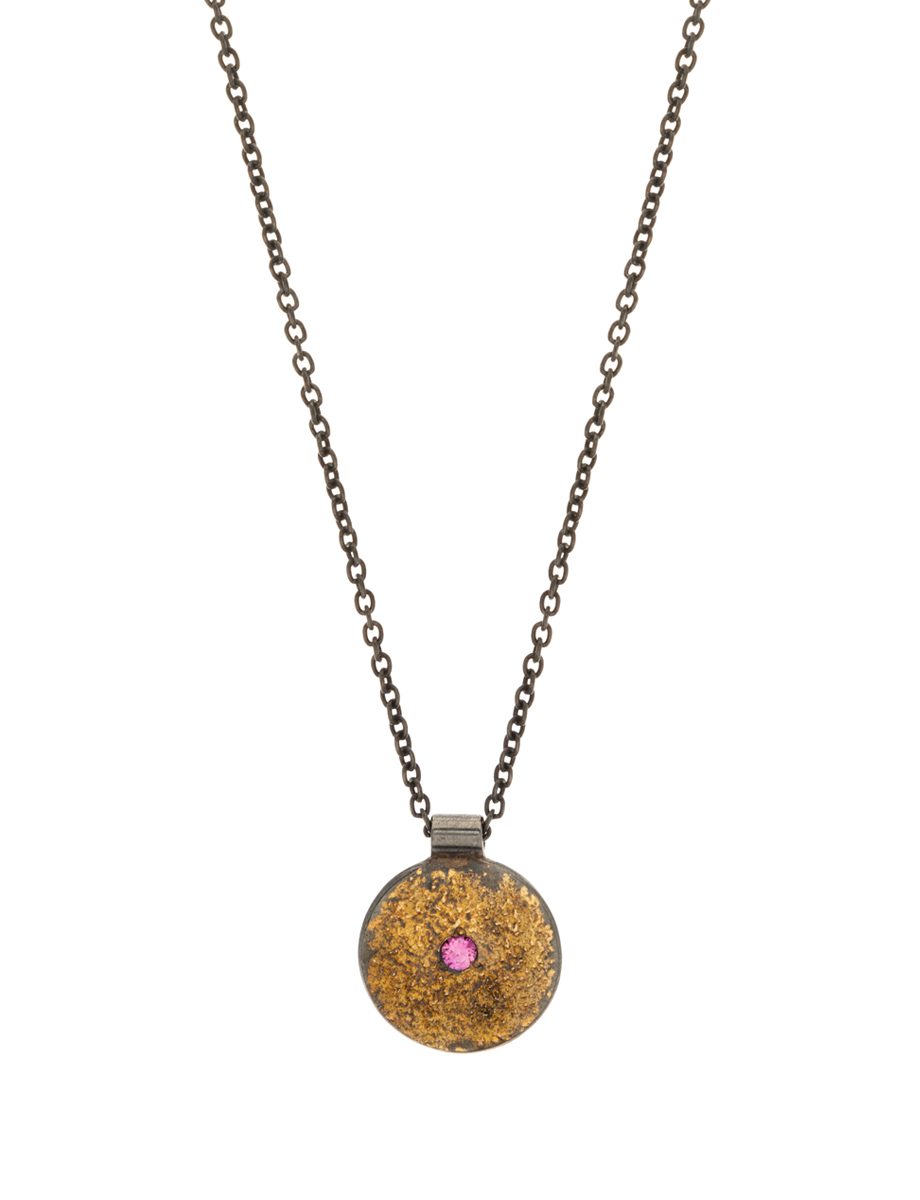 Tiny Galaxy Planet Necklace – Silver, Gold & Sapphire