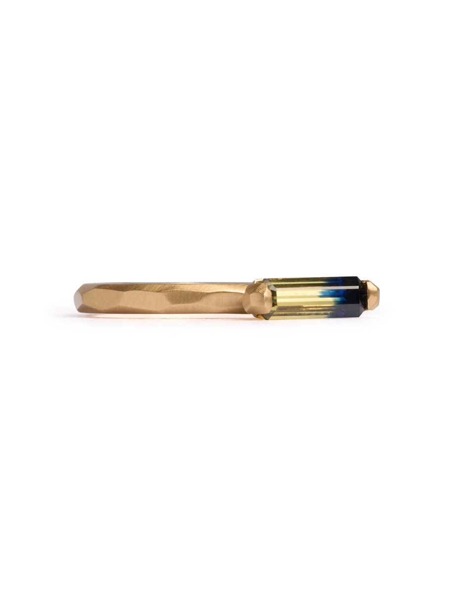 Two Claw Ring – Yellow Gold & Blue Yellow Sapphire